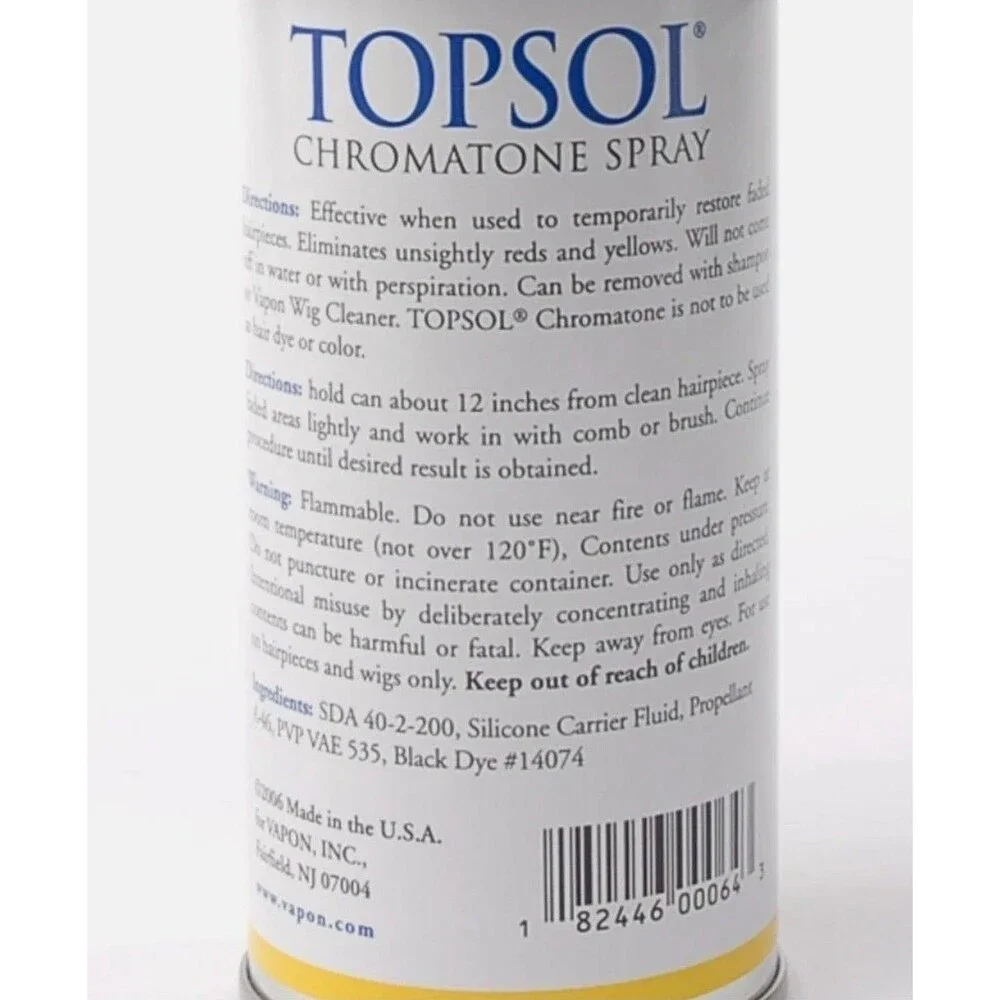 Vapon Topsol Chromatone Spray Black 4 Oz 2-Pack Hairpieces Wigs Toupees